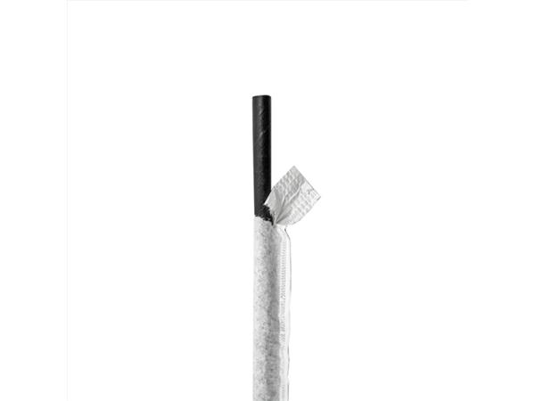 CJ. 3000 UNDS.CAÑITA RECTAS ENFUNDADAS BLANCO 'PAPER' Ø0,60x20 CM NEGRO PAPEL