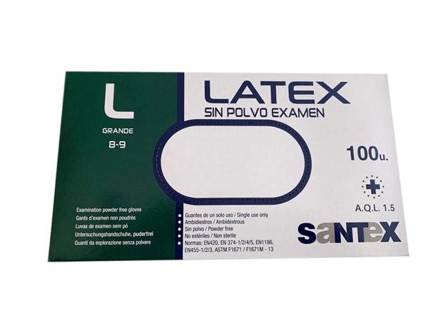 PAQ. 100 UNI. GUANTE LATEX S/POLVO T-G