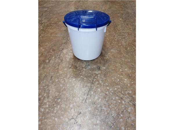PAPELERA 5L REDONDA BLANCA C/TAPA AZUL