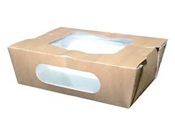 CJ. 100 UNDS. CAJA PARA ENSALADA DOBLE VENTANA 800ML.