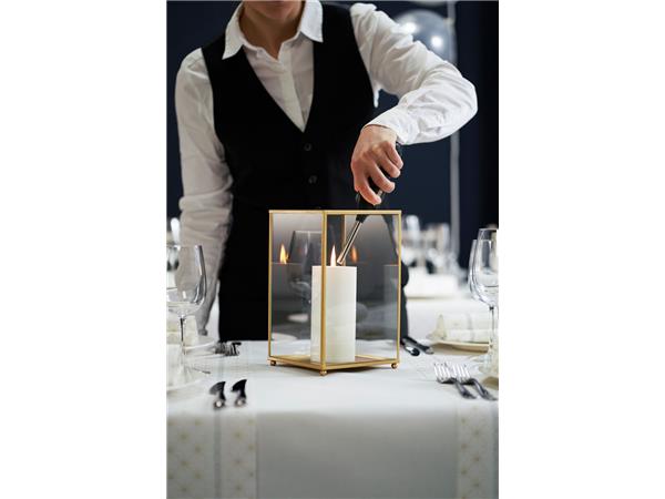 194597 CJ. 2 UNDS. CANDELABRO EN METAL Y CRISTAL 220X140mm NOBLE ORO
