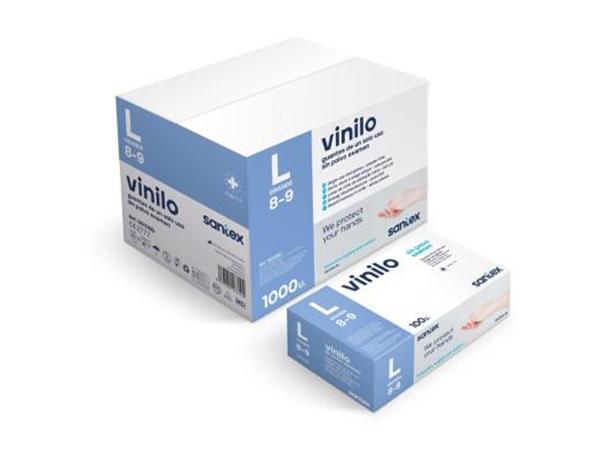 PAQ. 100 UNI. GUANTE VINILO SIN POLVO T-L