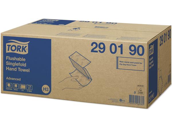 CAJA 15 PAQ.x 250UND. TOALLA ENTREDOBLADA FLUSHABLE TORK 2/C 3750 UND. PASTA