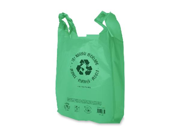 PAQ. 50 UNI. BOLSA CAMISETA BLOCK VERDE "RECICLADA +70" 420/280X530MM