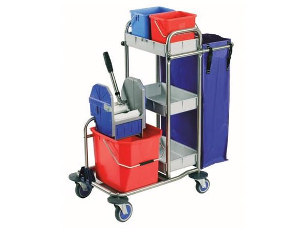 CARRO LIMPIEZA ACERO INOX. 3 BANDEJAS MOD. 575/25L