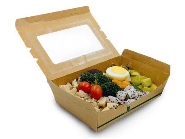 CJ. 4 PAQ. x 50 UNDS. CAJA KRAFT CON VENTANA 900 ML. 150x100x45
