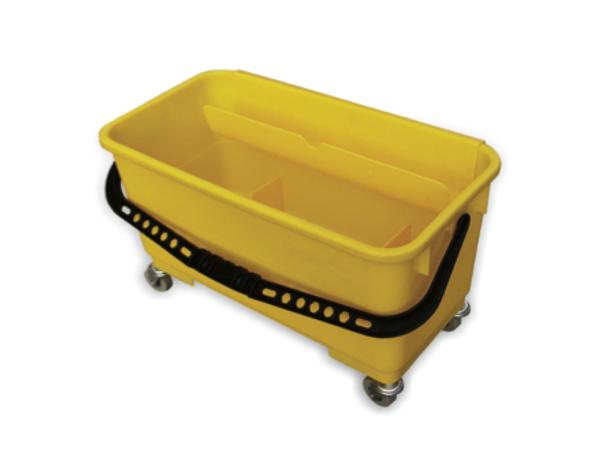 CJ. 5 UNDS. CUBO CRISTALERO C/RUEDAS Y ESCURRIDOR 51 x 27 x 33