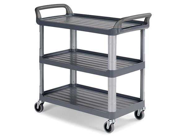 CARRO SHELF GRIS A CON 3 ESTANTES PLÁSTICOS Y MONT
