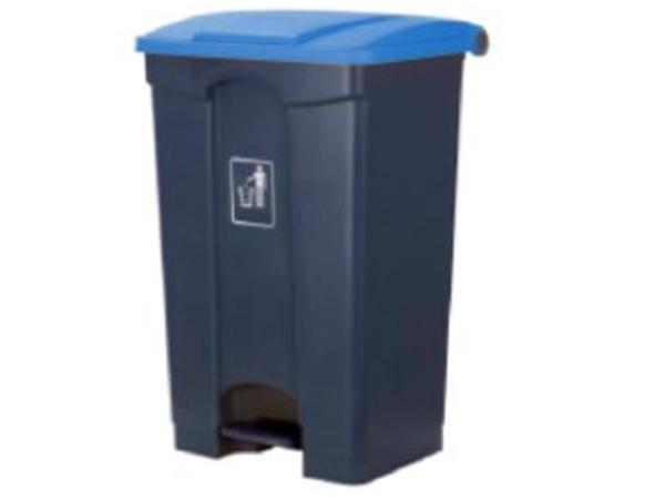 CONTENEDOR CON PEDAL GRIS + TAPA AZUL 45L