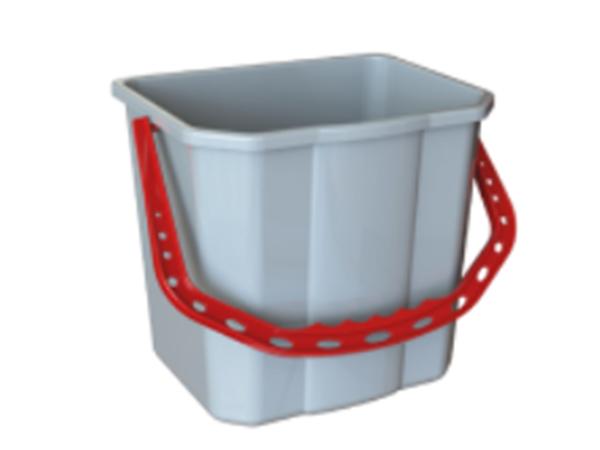 CUBO DE LIMPIEZA DE 20 L. GRIS CON ASA ROJA