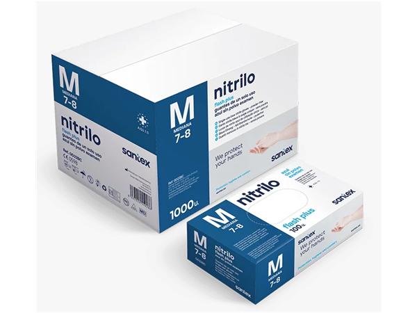 CJ. 100 UNDS. GUANTE NITRILO PLUS AZUL SIN POLVO 5,5gr T-M