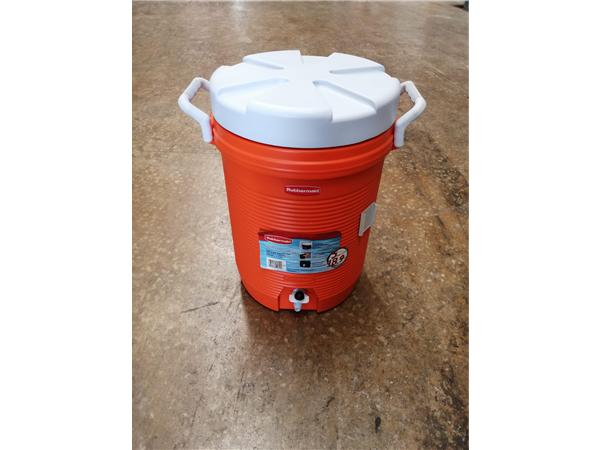PAPELERA 19L NARANJA C/TAPA BLANCA C/GRIFO C/ASAS