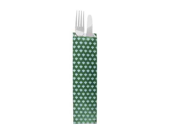 CJ. 500 ESTUCHES PARA CUBIERTOS 'PARK AVENUE' 32 G/M2 7+4x26 CM VERDE PRADERA CELULOSA