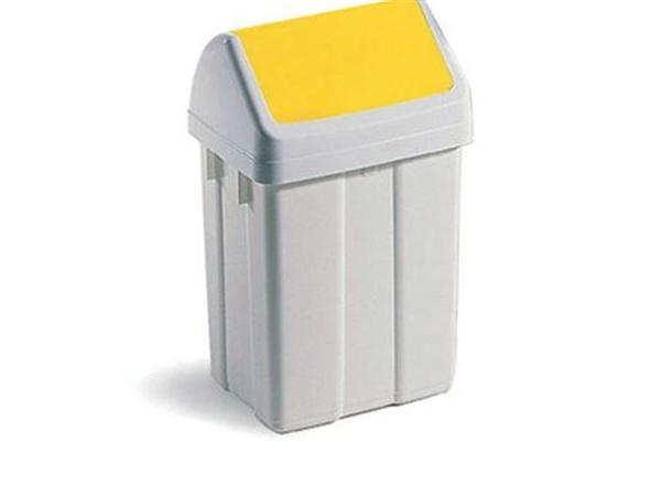 CJ. 4 UNDS. CUBO PAPELERA PISCIS AMARILLO 50 LT. C/ TAPA BASCULANTE