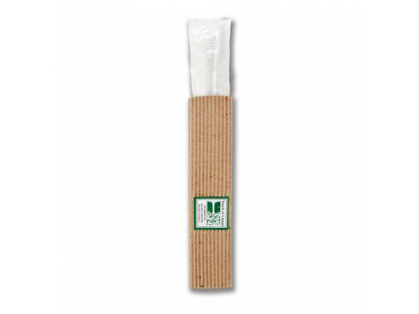 CJ. 100 UNDS. CEPILLOS DENTALES, ENVASE RECICLADO 15,5x1x1,5 CM BLANCO PS
