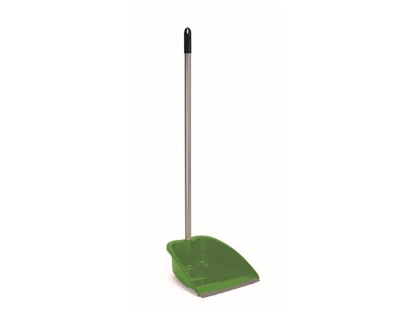 RECOGEDOR VERDE CON REGLETA DE GOMA Y PALO METALICO
