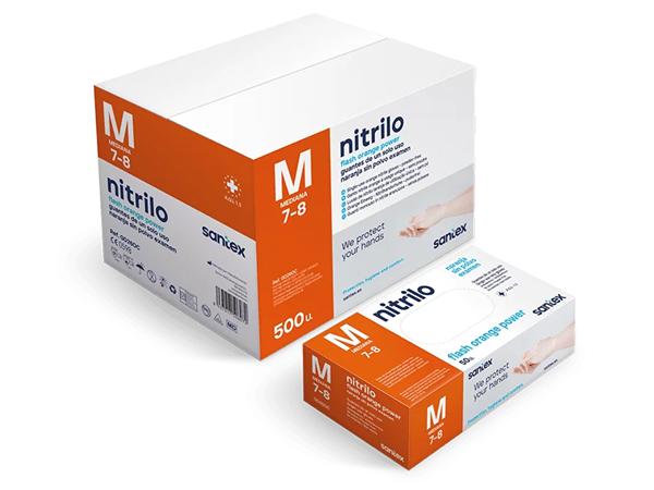 PAQ. 50 UNI. GUANTE NITRILO NARANJA SIN POLVO POWER DIAMANTADO 8,5gr T-M