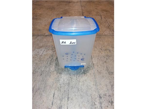 PAPELERA 15L. TRANSPARENTE CON PEDAL AZUL