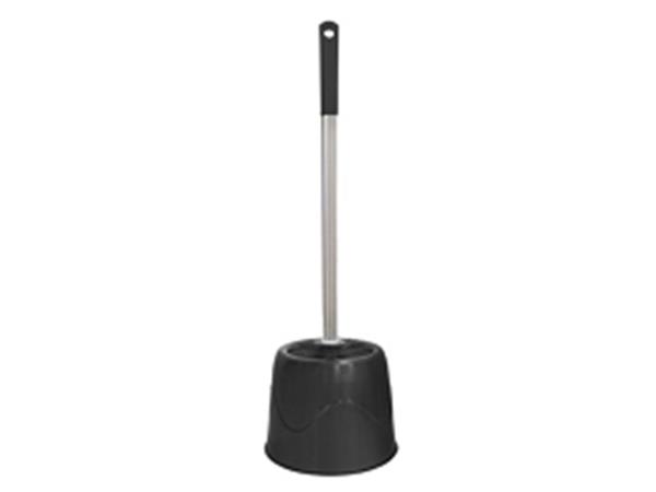 ESCOBILLERO WC NEGRO (ESCOBILLA MANGO METALICO + SOPORTE)