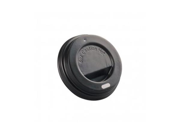 CJ. 1.000 UNDS. TAPA ALTA NEGRA PARA VASO CALIENTE 10oz 80mm