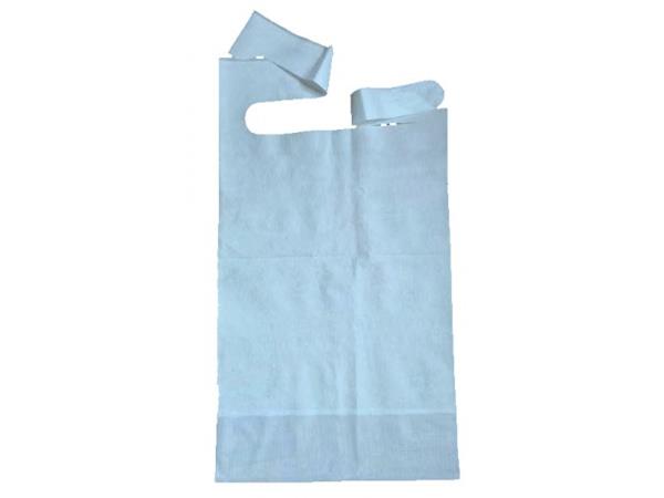 CJ. 500 UNI. BABERO ADULTO C/ BOLSILLO AZUL CELULOSA PLASTIFICADA 36 x 65 cm.