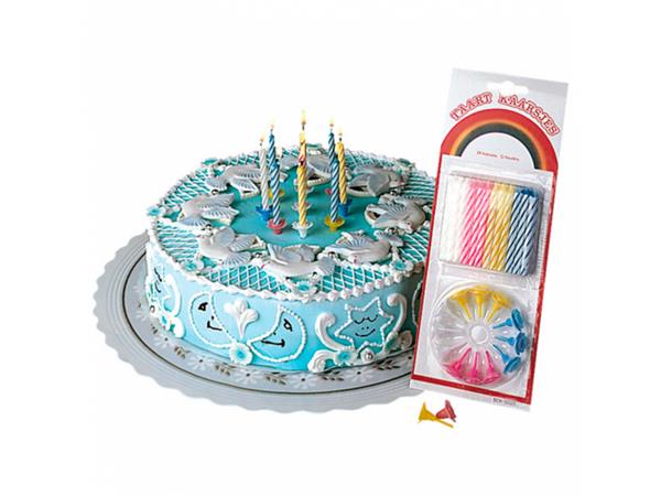 PAQ. 24 UNDS. VELITAS CUMPLEAÑOS + 12 SOPORTES 8 CM SURTIDO CERA