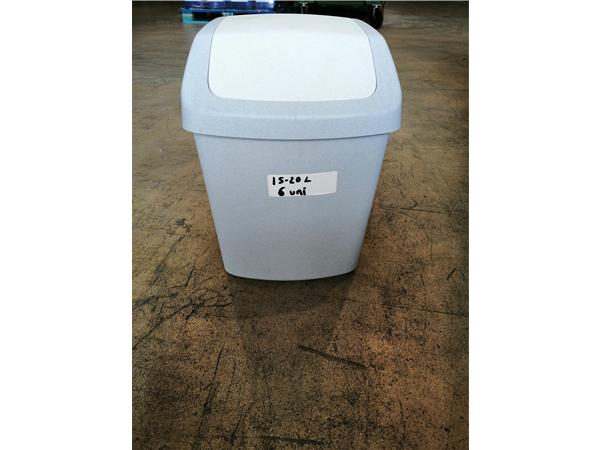 PAPELERA 15L GRIS TAPA BLANCA BASCULANTE