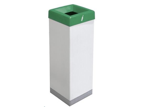 CJ. 3 UNDS. PAPELERA SELECTIVA OFFICE 45 LITROS VERDE 26x26x75 cm.