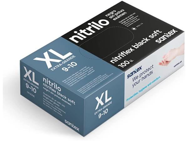 PAQ. 100 UNI. GUANTE NITRILO NEGRO SIN POLVO T-XL