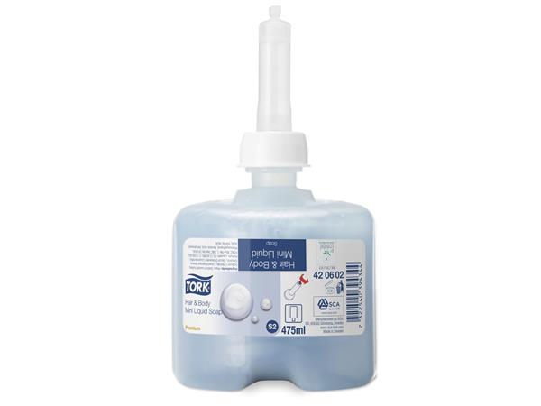 CJ. 8 UNDS. TORK JABON LIQUIDO PARA CUERPO & CABELLO MINI PREMIUM AZUL