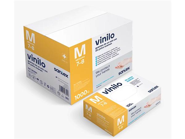 PAQ. 100 UNI. GUANTE VINILO SIN POLVO T-M