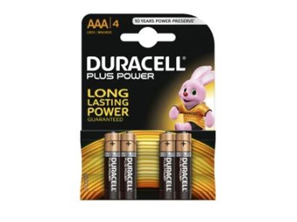 CJ. 10 UNDS. PILA DURACELL PLUS AAA LR03 (BLISTER 4 PILAS)