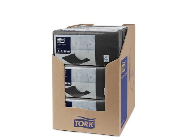 CJ. 12 PAQ.x200U. SERVILLETA NEGRA 24X23,8 2/C 1/4 TORK