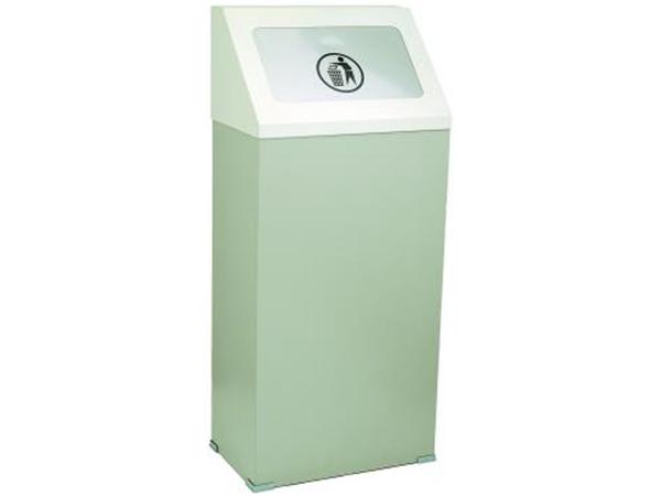 PAPELERA ACERO INOX. CON TAPA ABATIBLE 45 x 29 x 100 cms.