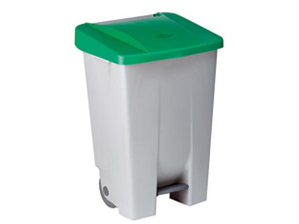 CONTENEDOR SELECT TAPA VERDE 80 L PEDAL Y RUEDAS